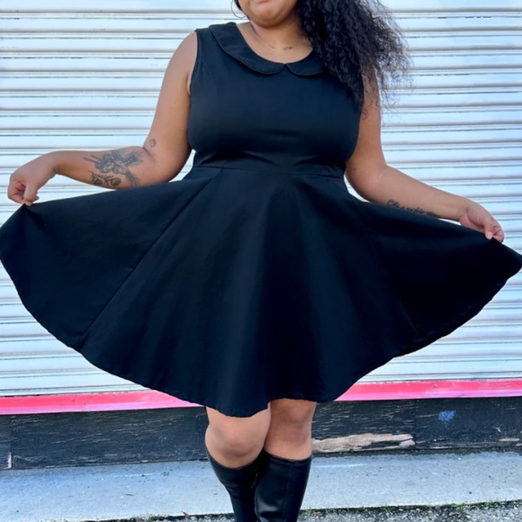 Nooworks size XL like new vintage style black dress Peter Pan Collar - Picture 2 of 4